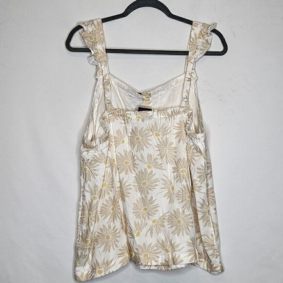 1X 14W 16W Tan Torrid Daisy Double Gauze Ruffle Button Front Tank Top Square - Picture 4 of 10